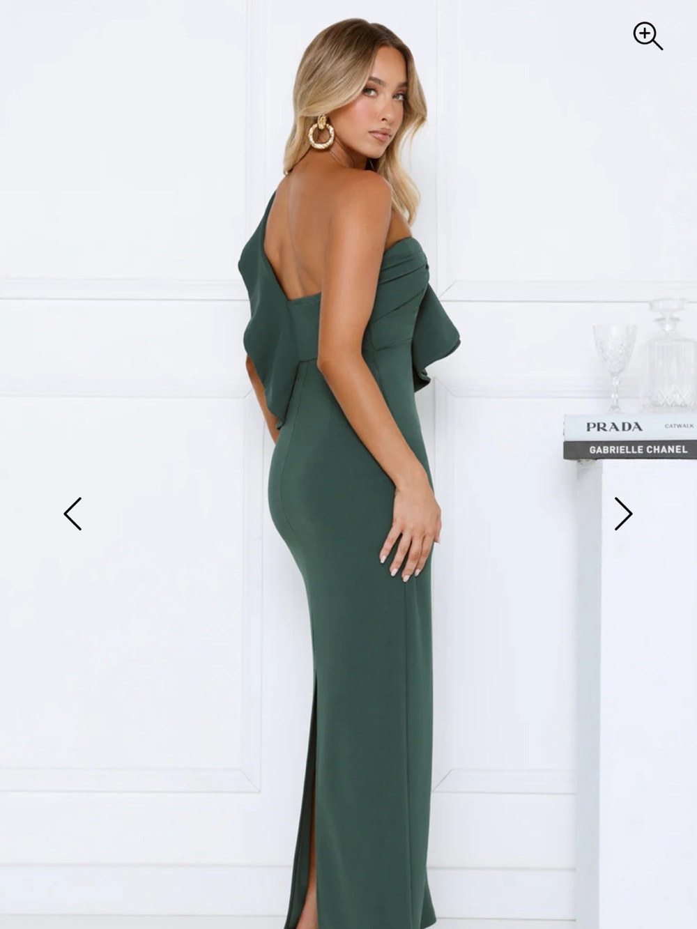 One-Shoulder Ruffle Evening Gown - green - Picture 3 of 4